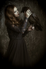 beauty with black bird