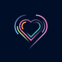heart of gradient neon lines