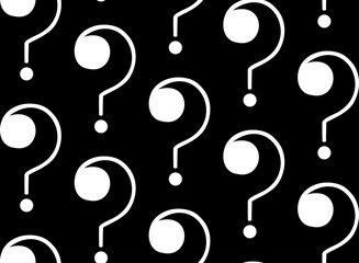 Hand drawn question marks. Black white seamless pattern. Vector illustration