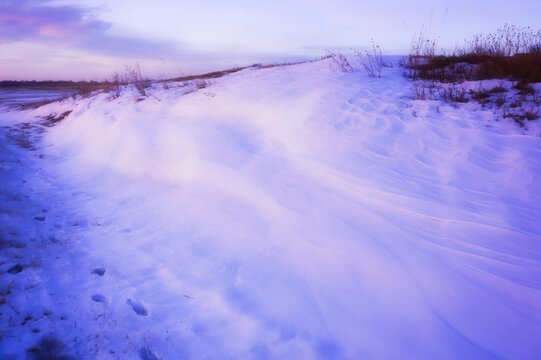 snowdrift at sunset