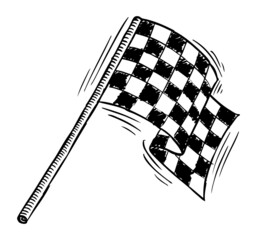 Hand drawn illustration of a checkered racing flag .