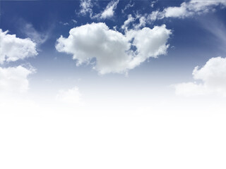 Blue sky fade to gradient white cloud for copy space.freedom life concept.