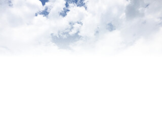 Blue sky fade to white clouds space horizontal background.