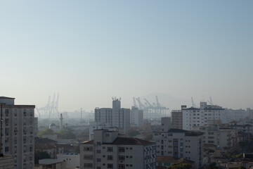 Fototapeta na wymiar view of the city with foggy