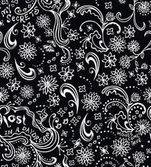 Colorful vector pattern illustration of flowers in stripped style.