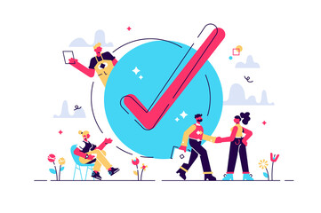 Concept done job, checklist, pc monitor with long paper