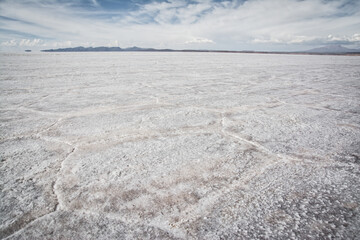 flat uyuni salt and desert , infinite mirror and water 