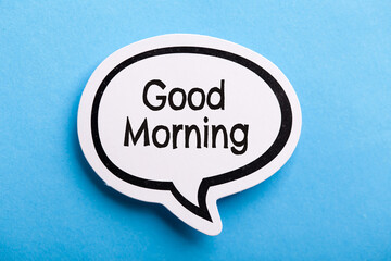 Good Morning Speech Bubble Isolated On Blue Background
