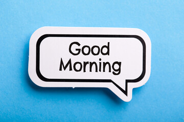 Good Morning Speech Bubble Isolated On Blue Background