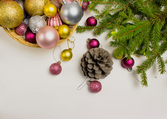 Christmas balls for decoration. Christmas toy. The concept of a holiday and preparation for the new year.