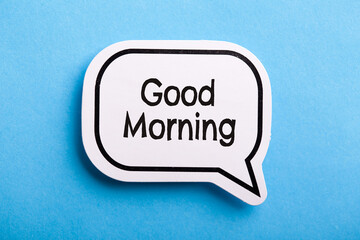 Good Morning Speech Bubble Isolated On Blue Background