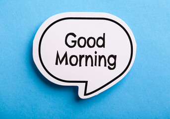 Good Morning Speech Bubble Isolated On Blue Background