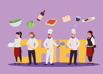 company of chefs and waiters