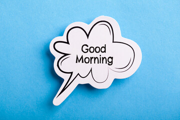 Good Morning Speech Bubble Isolated On Blue Background