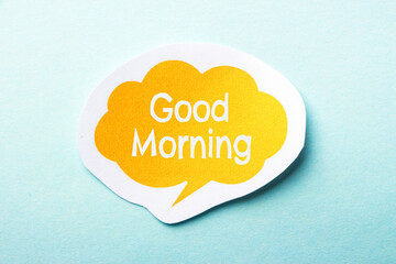 Good Morning Speech Bubble Isolated On Blue Background