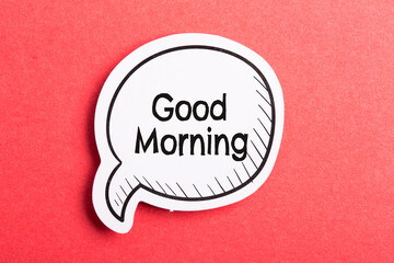 Good Morning Speech Bubble Isolated On Red Background