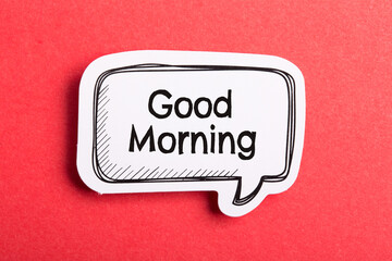 Good Morning Speech Bubble Isolated On Red Background