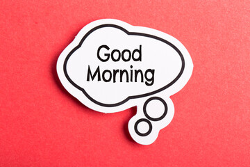 Good Morning Speech Bubble Isolated On Red Background