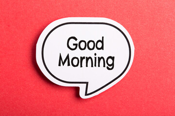 Good Morning Speech Bubble Isolated On Red Background