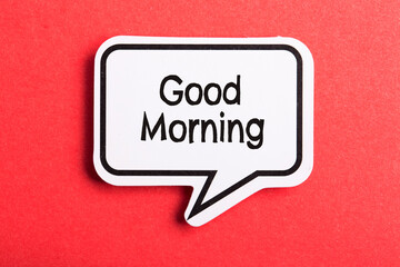 Good Morning Speech Bubble Isolated On Red Background