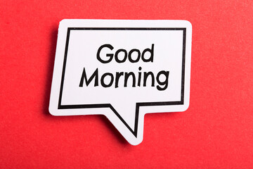 Good Morning Speech Bubble Isolated On Red Background