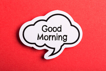 Good Morning Speech Bubble Isolated On Red Background