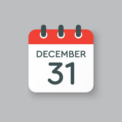 Calendar icon day 31 December, template icon day