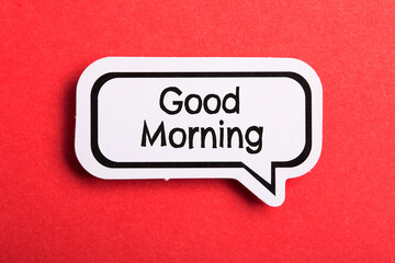 Good Morning Speech Bubble Isolated On Red Background