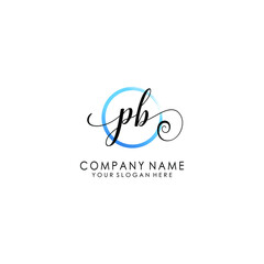 PB Initial handwriting logo template vector
