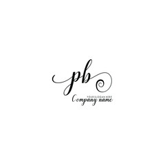 PB Initial handwriting logo template vector