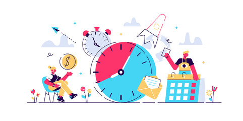 Naklejka premium Time management, clock business work