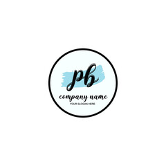 PB Initial handwriting logo template vector