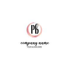 PB Initial handwriting logo template vector