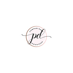 PD Initial handwriting logo template vector