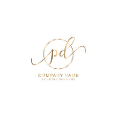 PD Initial handwriting logo template vector
