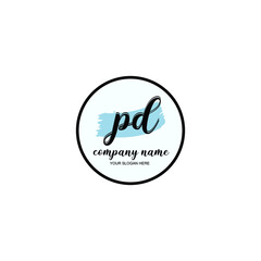 PD Initial handwriting logo template vector