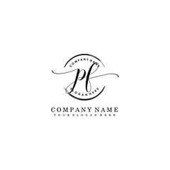 PF Initial handwriting logo template vector