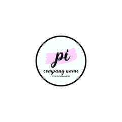 PI Initial handwriting logo template vector