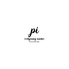 PI Initial handwriting logo template vector