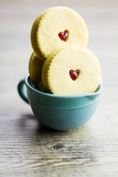 Jammie Dodger biscuits in measuring cup