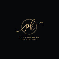 PK Initial handwriting logo template vector