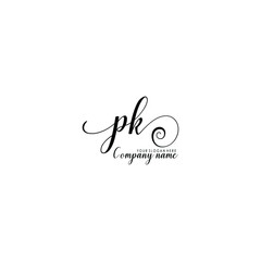 Obraz na płótnie Canvas PK Initial handwriting logo template vector