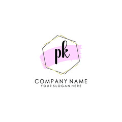 PK Initial handwriting logo template vector