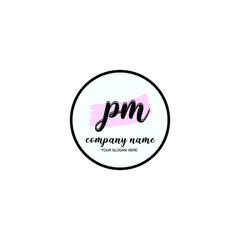 PM Initial handwriting logo template vector