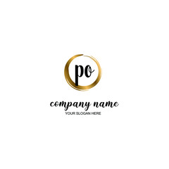 PO Initial handwriting logo template vector