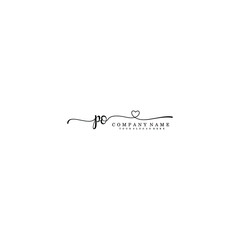 PO Initial handwriting logo template vector