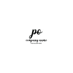 PO Initial handwriting logo template vector