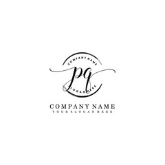 PQ Initial handwriting logo template vector