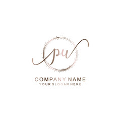 PU Initial handwriting logo template vector
