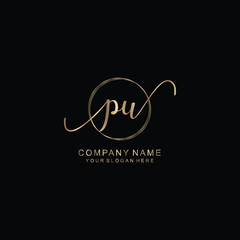 PU Initial handwriting logo template vector